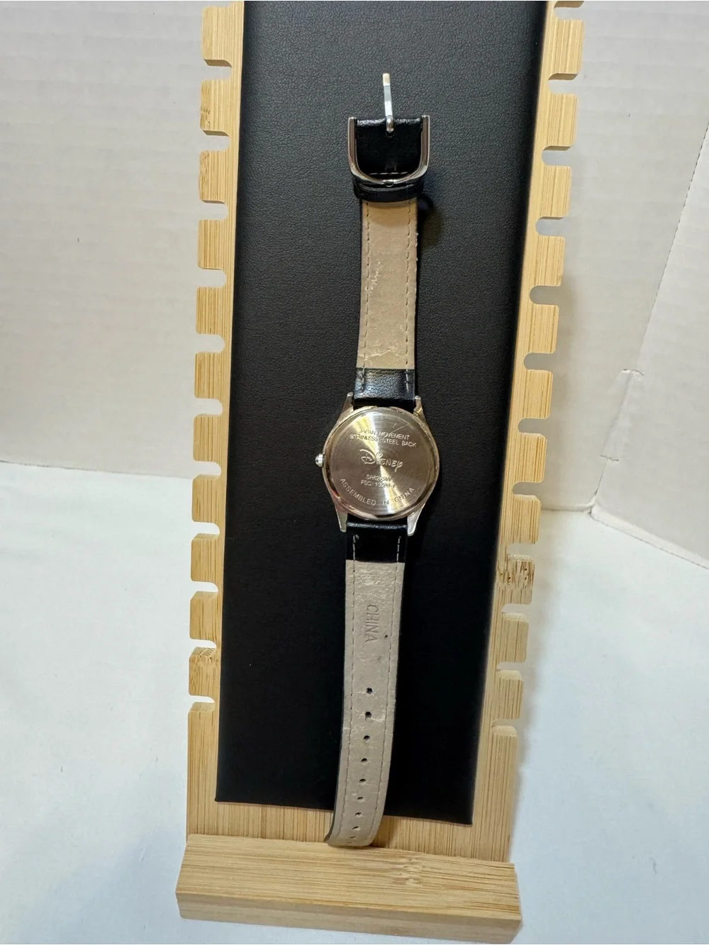 Avon Black Leather Strap Mickey Mouse Dial Watch